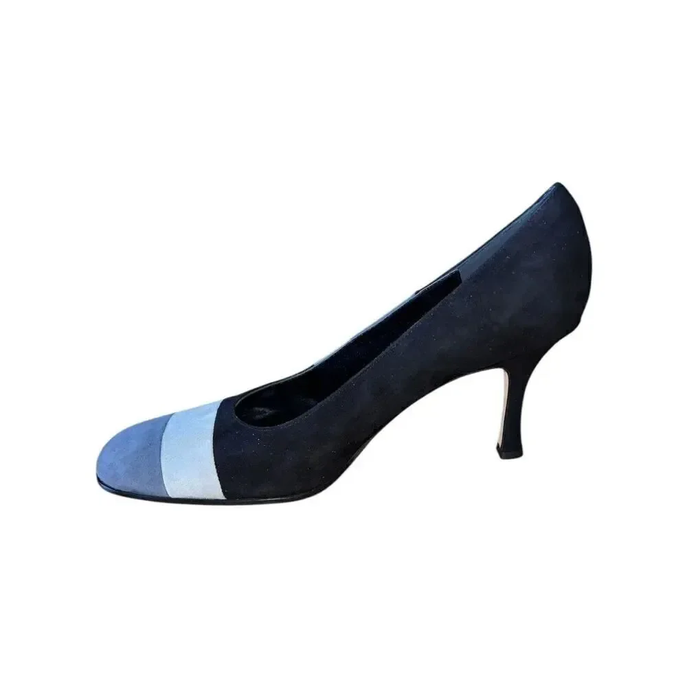 Isaac Mizrahi - Pam - Black/Grey Suede Round Toe Pump Womens Sz 10M GREAT CONDIT